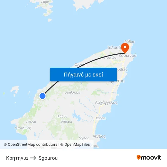 Κρητηνια to Sgourou map