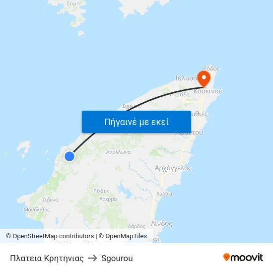Πλατεια Κρητηνιας to Sgourou map