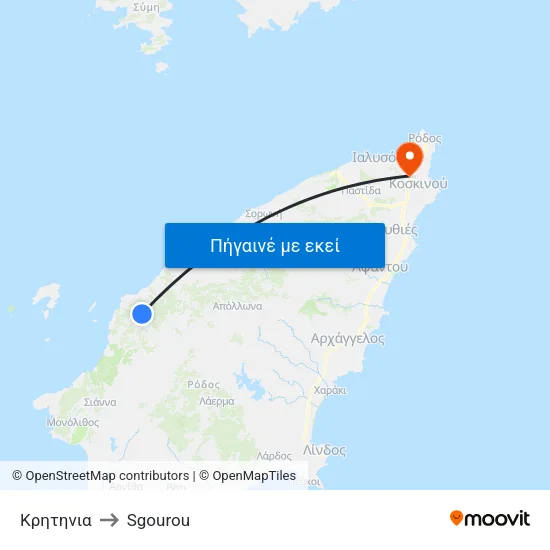 Κρητηνια to Sgourou map