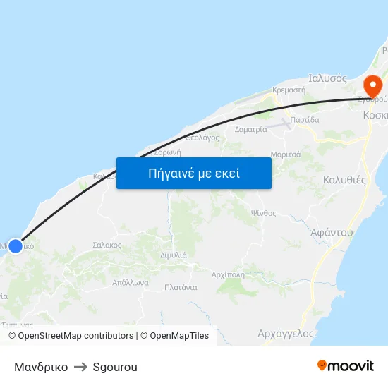 Μανδρικο to Sgourou map
