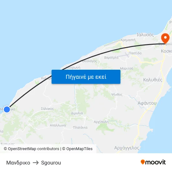 Μανδρικο to Sgourou map