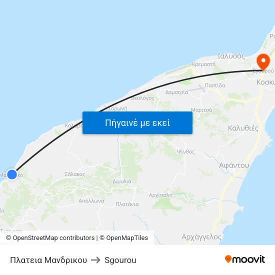 Πλατεια Μανδρικου to Sgourou map