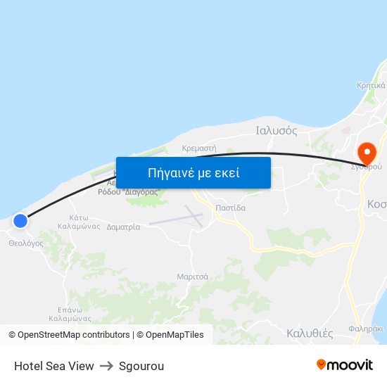 Hotel Sea View to Sgourou map