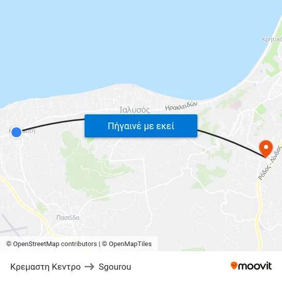 Κρεμαστη Κεντρο to Sgourou map