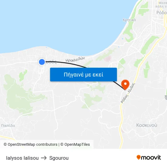 Ialysos Ialisou to Sgourou map