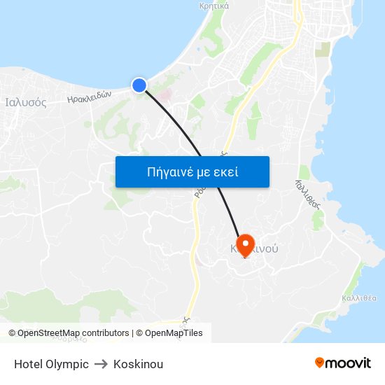 Hotel Olympic to Koskinou map