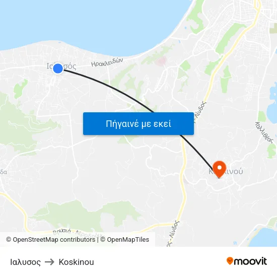 Ιαλυσος to Koskinou map