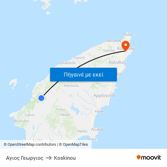 Αγιος Γεωργιος to Koskinou map