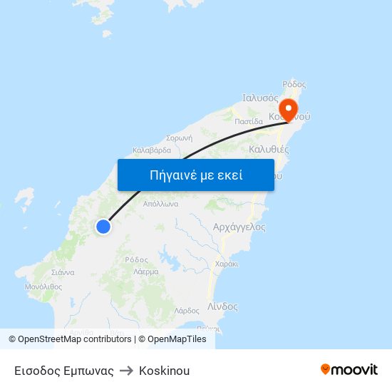 Εισοδος Εμπωνας to Koskinou map