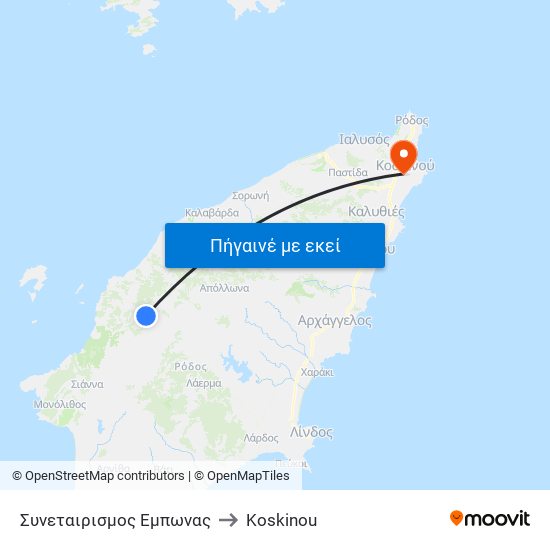 Συνεταιρισμος Εμπωνας to Koskinou map