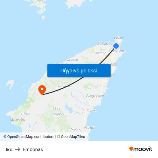 Ικα to Embonas map