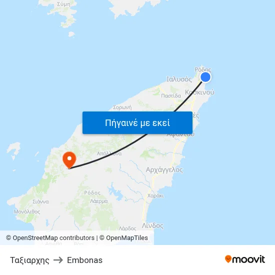 Ταξιαρχης to Embonas map