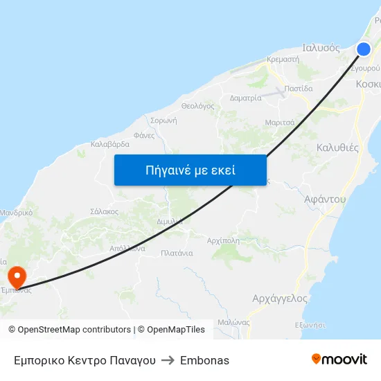 Εμπορικο Κεντρο Παναγου to Embonas map