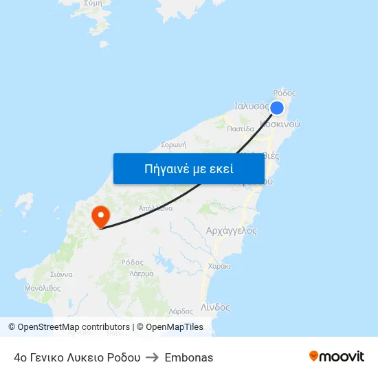 4ο Γενικο Λυκειο Ροδου to Embonas map