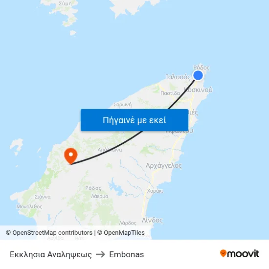 Εκκλησια Αναληψεως to Embonas map