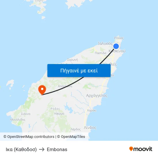 Ικα (Καθοδοσ) to Embonas map