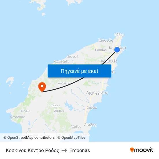 Κοσκινου Κεντρο Ροδος to Embonas map