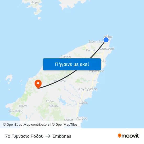 7ο Γυμνασιο Ροδου to Embonas map