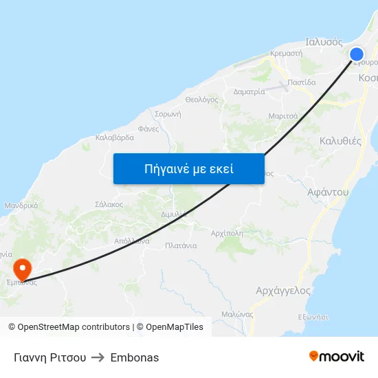 Γιαννη Ριτσου to Embonas map