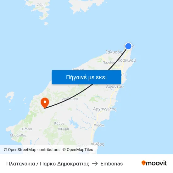 Πλατανακια / Παρκο Δημοκρατιας to Embonas map