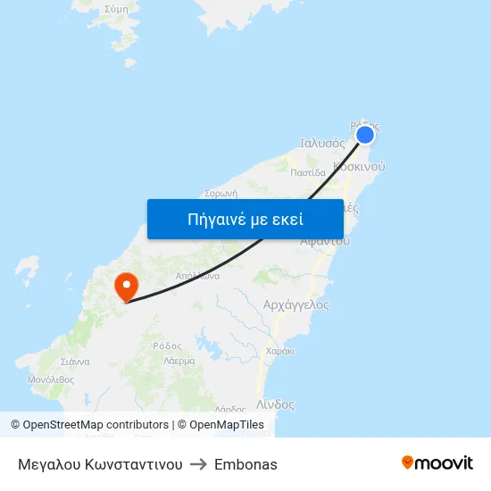 Μεγαλου Κωνσταντινου to Embonas map
