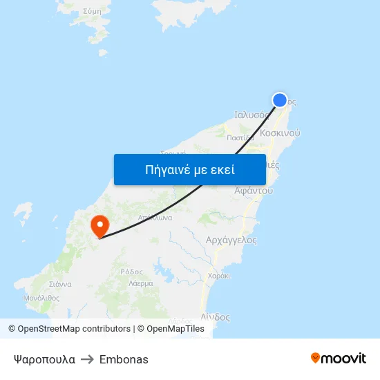 Ψαροπουλα to Embonas map
