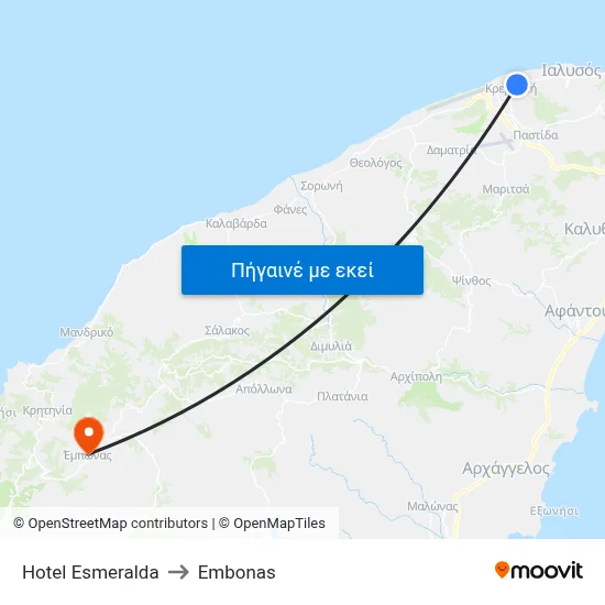 Hotel Esmeralda to Embonas map