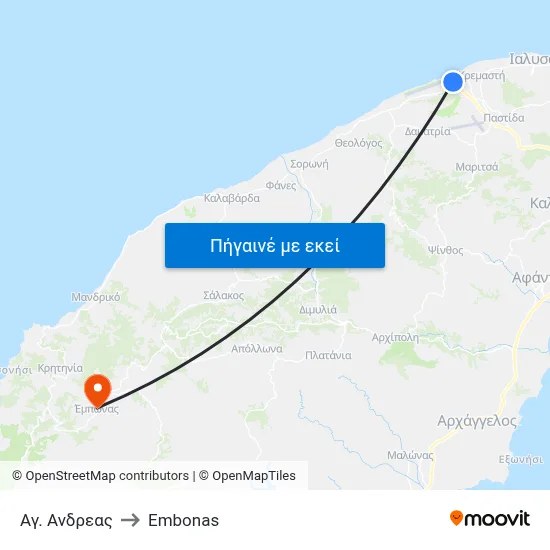 Αγ. Ανδρεας to Embonas map