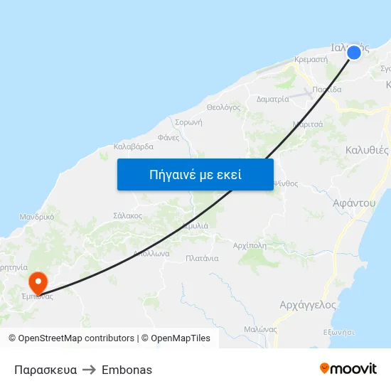 Παρασκευα to Embonas map