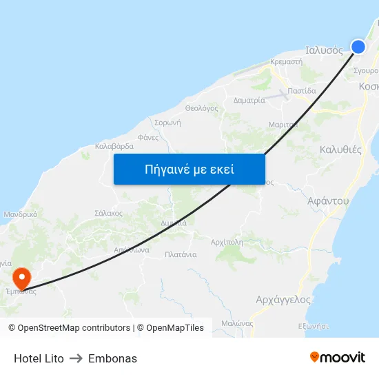 Hotel Lito to Embonas map