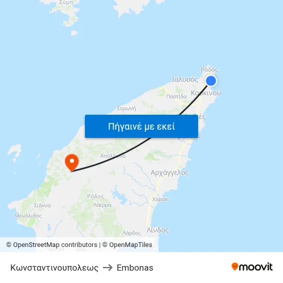 Κωνσταντινουπολεως to Embonas map