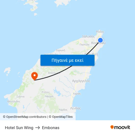 Hotel Sun Wing to Embonas map