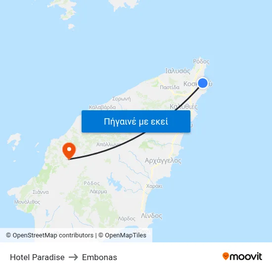 Hotel Paradise to Embonas map