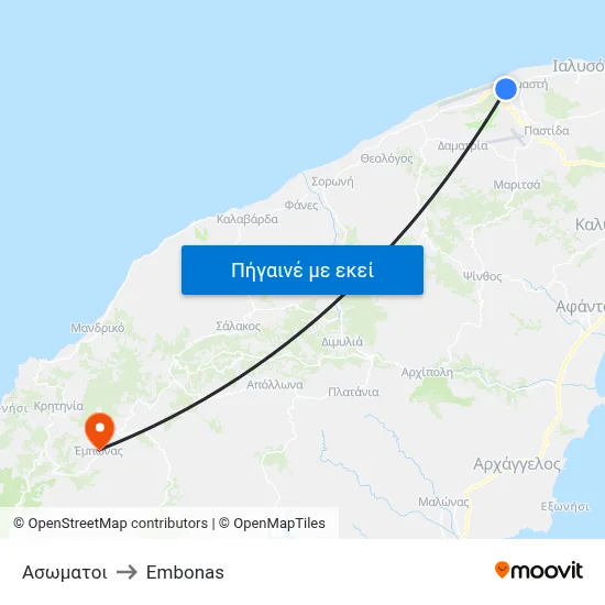 Ασωματοι to Embonas map