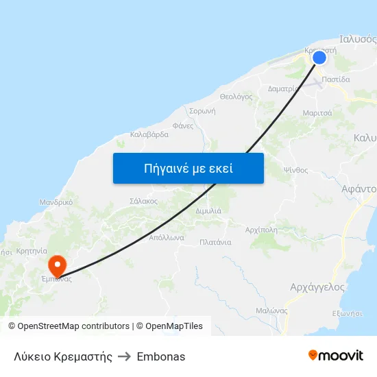 Λύκειο Κρεμαστής to Embonas map