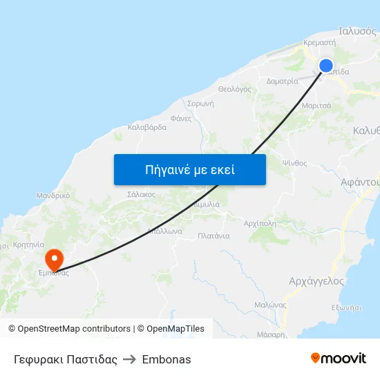 Γεφυρακι Παστιδας to Embonas map