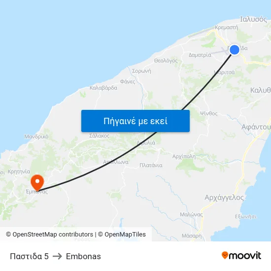 Παστιδα 5 to Embonas map