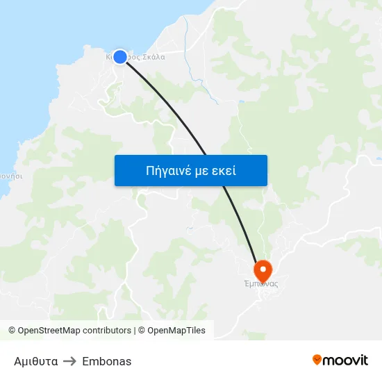 Αμιθυτα to Embonas map