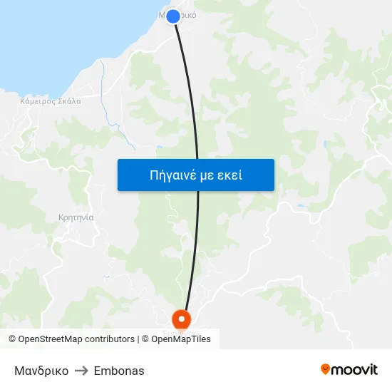 Μανδρικο to Embonas map