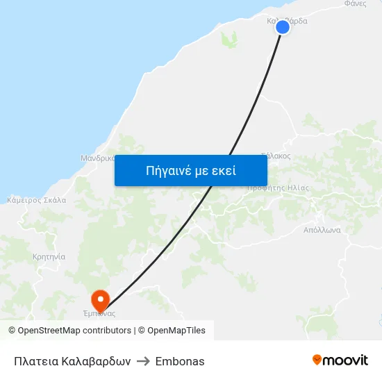 Πλατεια Καλαβαρδων to Embonas map