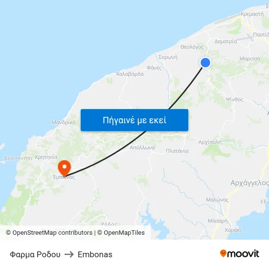 Φαρμα Ροδου to Embonas map