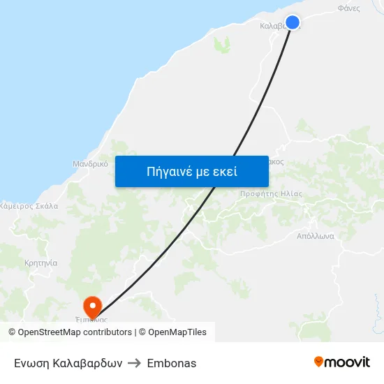 Ενωση Καλαβαρδων to Embonas map