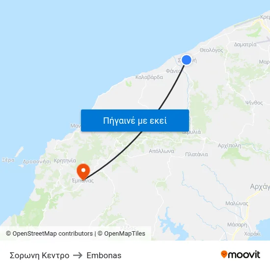 Σορωνη Κεντρο to Embonas map