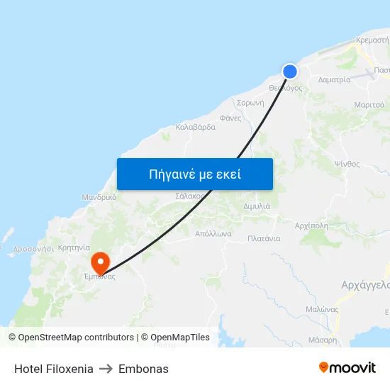 Hotel Filoxenia to Embonas map
