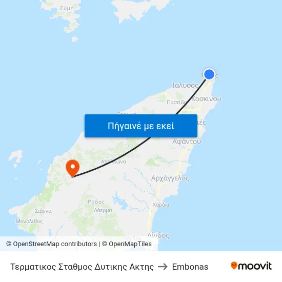 Τερματικος Σταθμος Δυτικης Ακτης to Embonas map