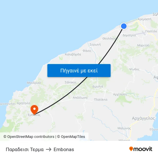 Παραδεισι Τερμα to Embonas map