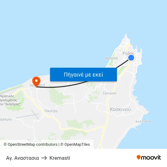 Αγ. Αναστασια to Kremastí map