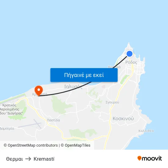 Θερμαι to Kremastí map