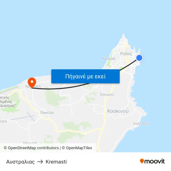 Αυστραλιας to Kremastí map