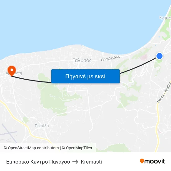 Εμπορικο Κεντρο Παναγου to Kremastí map